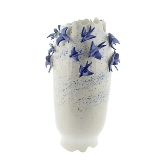 White Ceramic Coastal Vase, 18" x 11" x 11" {3}