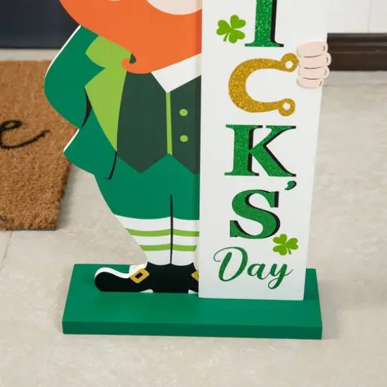 Glitzhome&reg; 36" Wooden Leprechaun Happy St. Patrick's Day Porch D&eacute;cor {6}