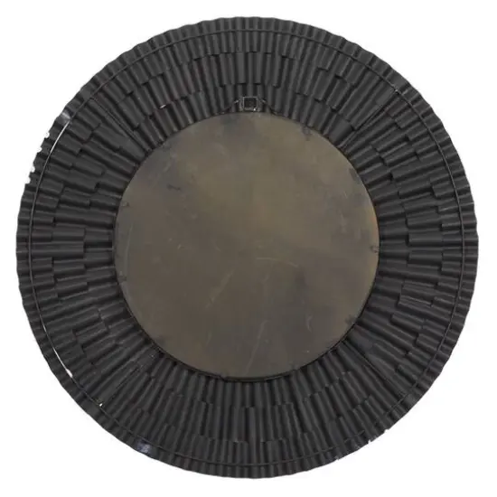 42" Silver Rustic Metal Round Wall Mirror {3}