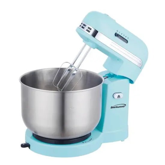 Brentwood 5-Speed Blue Stand Mixer with 3qt. Stainless Steel Mixing Bowl {1}