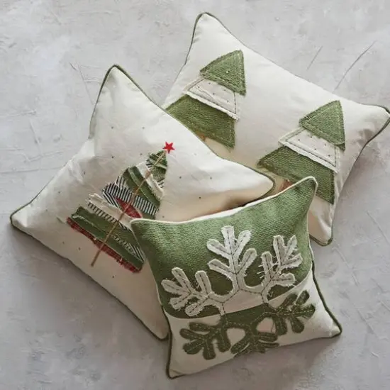 Hello Honey® Multicolor Square Cotton Pillow with Appliqued Tree {3}