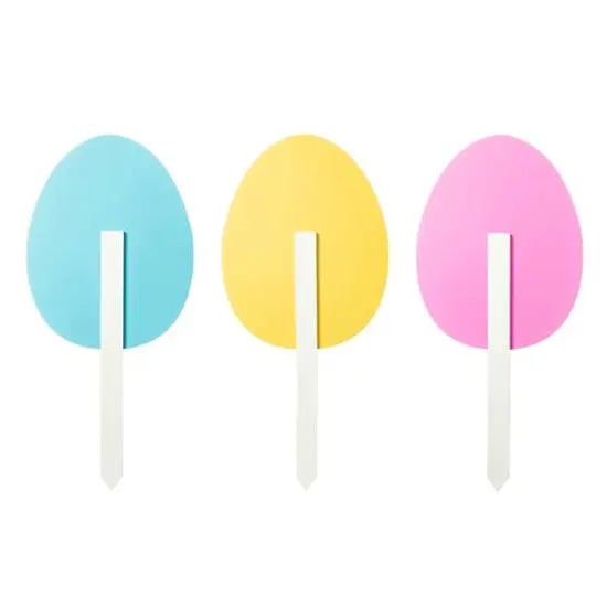 Glitzhome&reg; 15" Wooden Easter Egg Yard Stake Set {7}