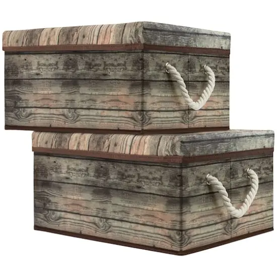 Sorbus 16.5" Rustic Wood Pattern Storage Box, 2ct. Brown Wood {1}