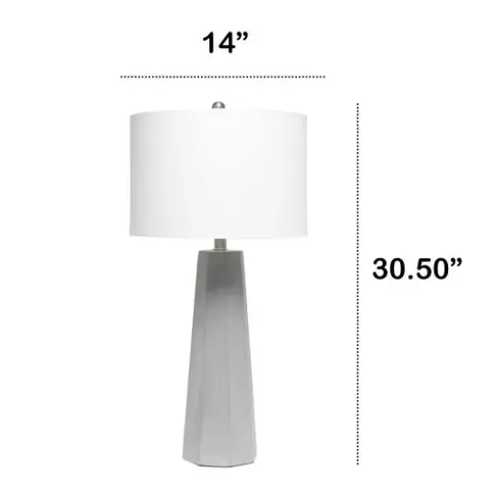 Lalia Home 30.5" Concrete Pillar Table Lamp with White Fabric Shade {4}