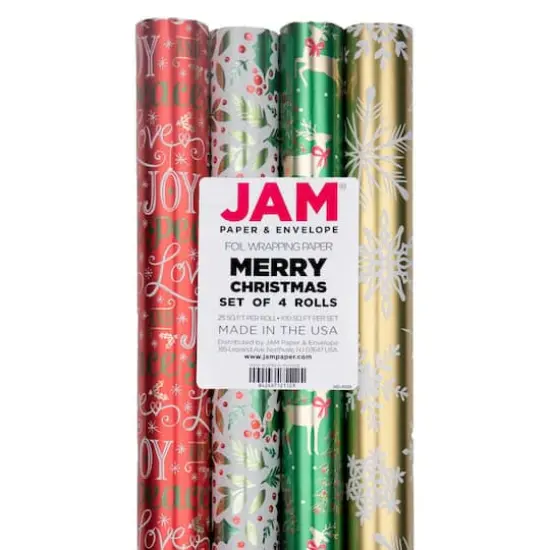 JAM Paper Holographic Merry Christmas Gift Wrap Set, 4ct. {3}