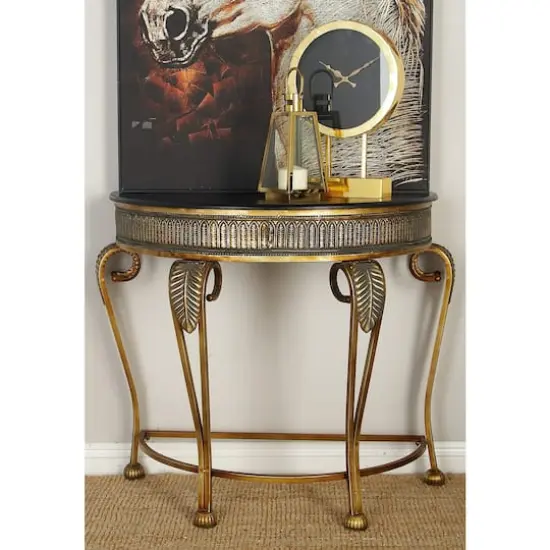 Gold Traditional Metal Console Table, 33" x 41" {7}