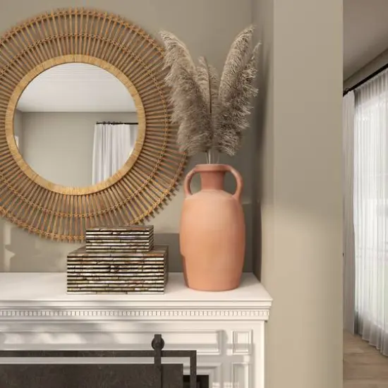 16" Orange Terracotta Jug Vase with Handles {5}