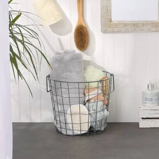 DII&reg; Small Cool Gray Round Metal Basket {3}