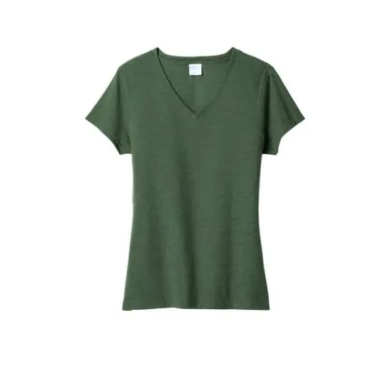 Port & Company&reg; Fan Favorite&trade; Blend Ladies V-Neck T-Shirt Forest Green Heather {1}