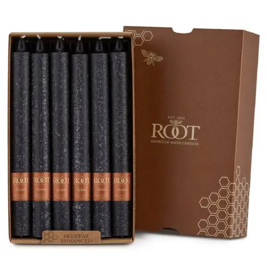 Root Candles 9" Unscented Timberline&trade; Arista&trade; Taper Candles, 12ct. Black {1}