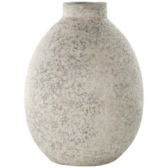 14.25" Beige Ceramic Handmade Antique Style Textured Decorative Vase {9}