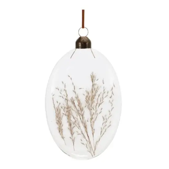 12 Pack 5.5" Warm Tone Dried Floral Glass Ornaments {4}