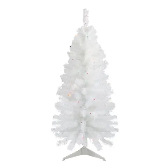 4ft. Pre-Lit White Pine Artificial Christmas Tree, Multicolor Lights {1}