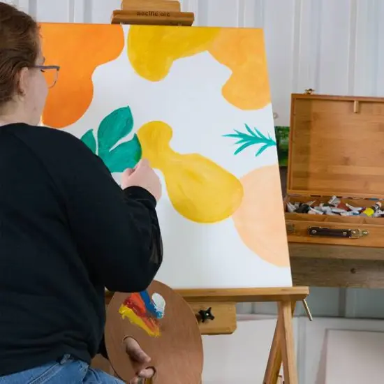 Pacific Arc Convertible Watercolor Bamboo Studio Easel with Storage Shelf {11}