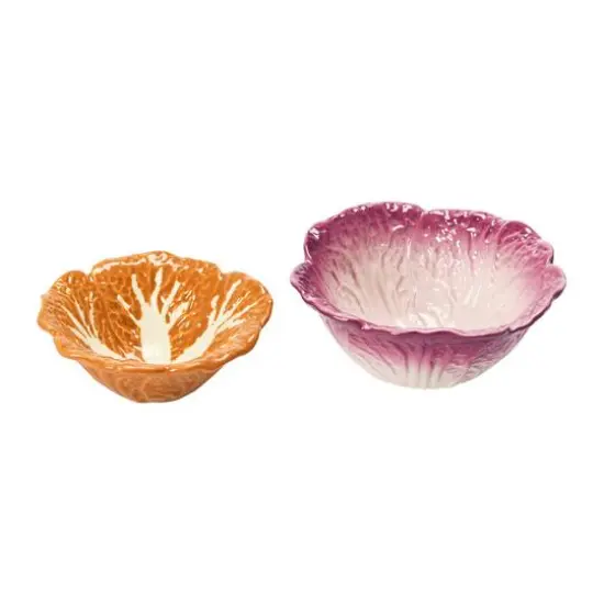 Hello Honey® Orange & Purple Hand-Painted Cabbage Shaped Stoneware Bowls, 2ct. {1}