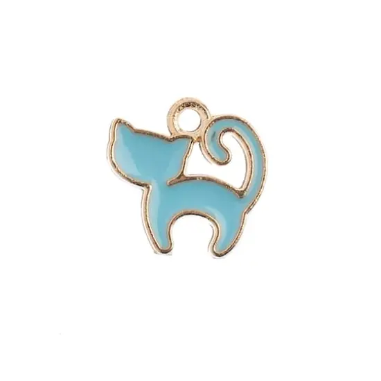 John Bead Sweet & Petite Kitty Cat Charms, 10ct. Light Blue {1}