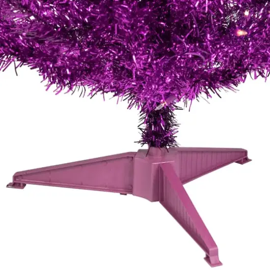 4ft. Pre-Lit Purple Tinsel Artificial Christmas Tree, Clear Lights {6}
