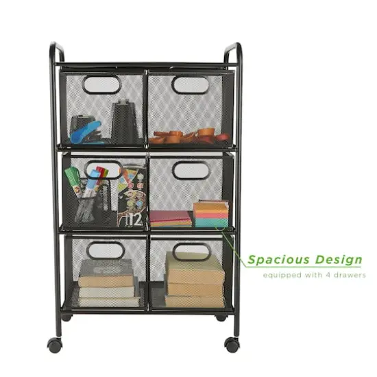 Mind Reader Black 6-Drawer Metal Rolling File Cart {6}