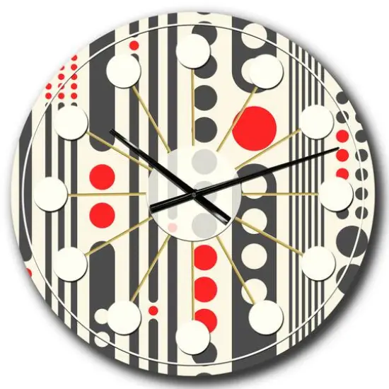 Designart 'Retro Geometrical Abstract Minimal Pattern Ii Mid-Century Modern Wall Clock {1}