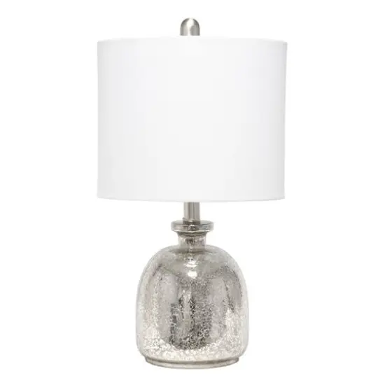 Lalia Home 20" Mercury Hammered Glass Jar Table Lamp with White Shade {1}
