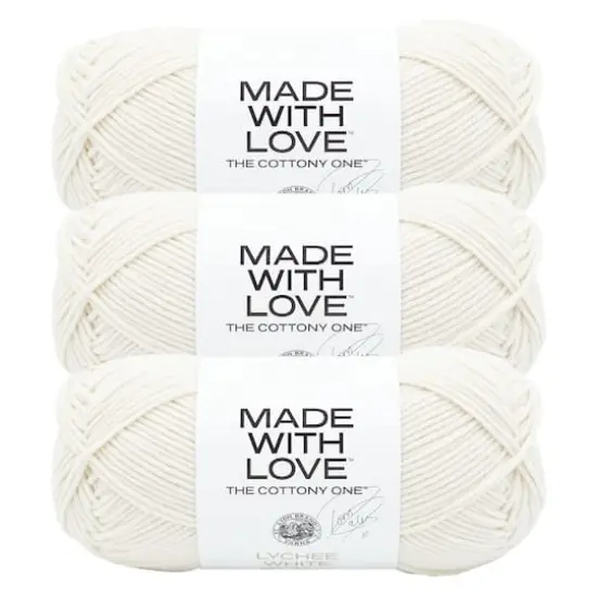 3 Pack Lion Brand&reg; Tom Daley Made with Love&trade; The Cottony One&trade; Yarn Lychee White {1}