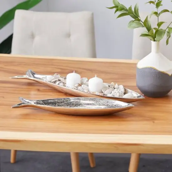 CosmoLiving by Cosmopolitan Aluminum Fish Tray Set Silver {3}