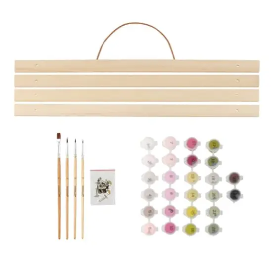 16" x 20" Hummingbirds with Flowers Paint-by-Number Kit with Wood Display Hanger by Artist's Loft® {3}