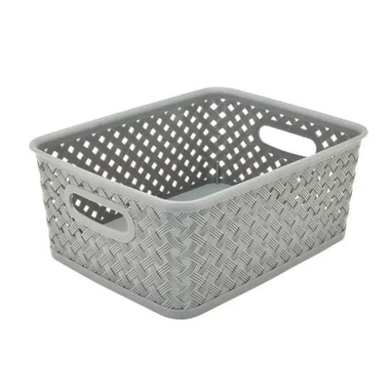 Simplify 10" Small Wicker Storage Bin Gray {2}