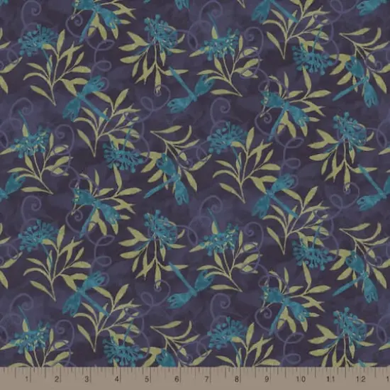 Springs Creative Purple Jasmine Dragonfly Cotton Fabric {3}