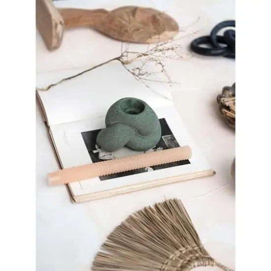 Hello Honey&reg; 4" Green Stoneware Tealight & Taper Candle Holder {5}