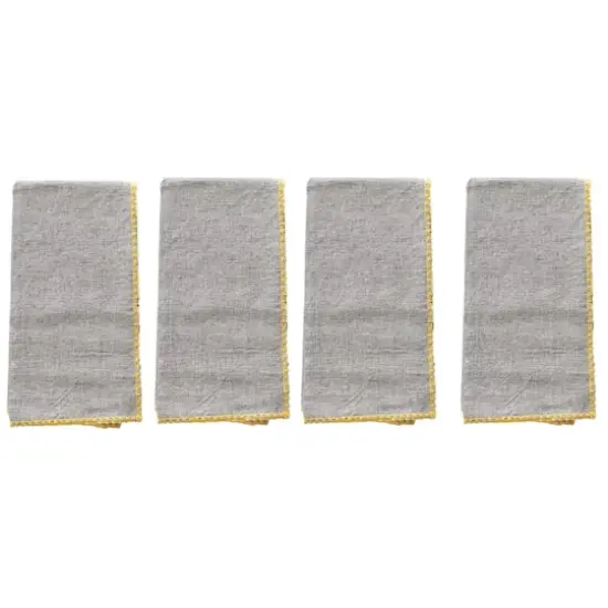 Hello Honey&reg; Gray with Embroidered Yellow Edge Cotton Napkin Set, 4ct. {1}