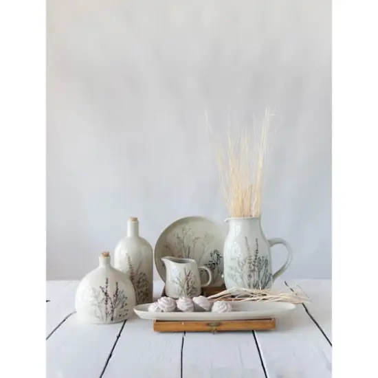 Hello Honey&reg; 32oz. Floral Reactive Crackle Glaze Stoneware Debossed Pitcher {4}