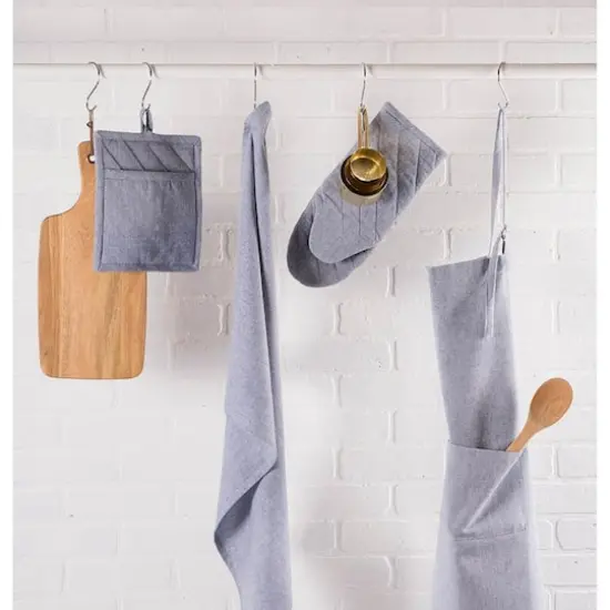 DII&reg; Solid Chambray Oven Mitts, 2ct. Blue {6}