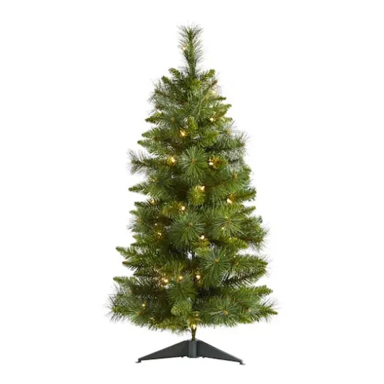 3ft. Pre-Lit New Haven Pine Artificial Christmas Tree, Warm White LED Lights {1}