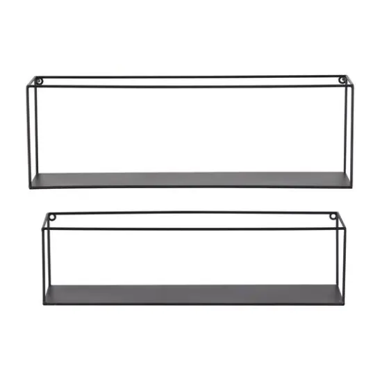 Black Metal Modern Wall Shelf, Set of 2 24", 23" {3}
