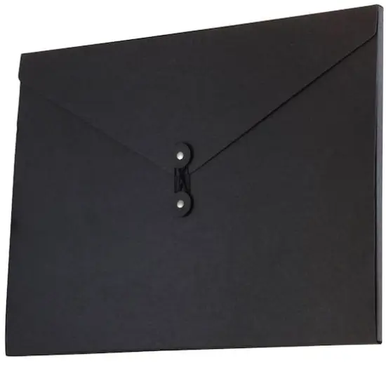 JAM Paper Black Kraft Portfolio with Button and String Closure 12.5" x 16.5" {4}