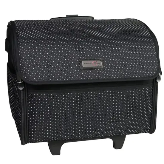 Everything Mary Collapsible Black Pin Dot Rolling Sewing Machine Tote {1}