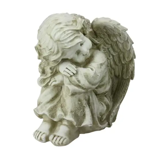 9.5" Heavenly Gardens Distressed Ivory Resting Cherub Angel Outdoor Garden Statue {3}