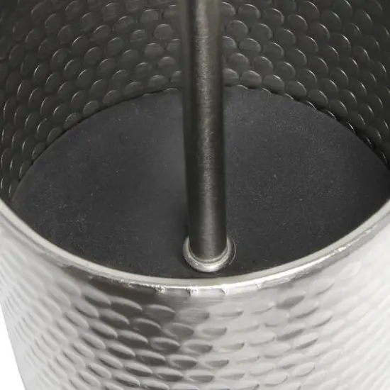 Simple Designs 18.5" Hammered Metal Container Base Table Lamp with USB Charging Port White/Brushed Nickel {10}