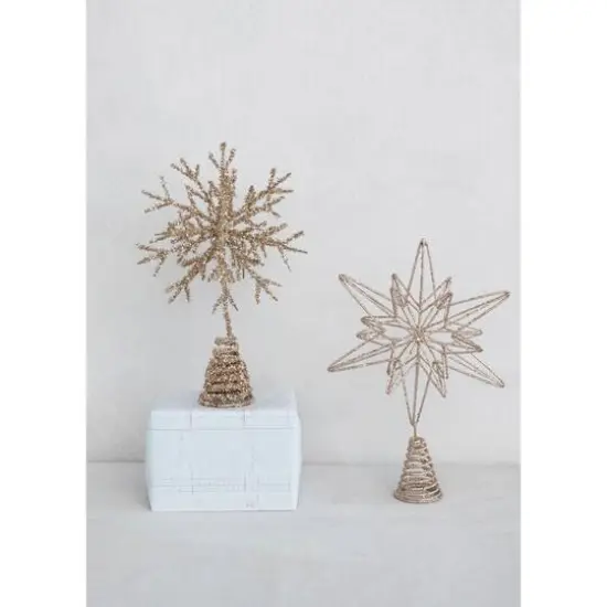 Hello Honey&reg; 14" Champagne Gold Metal & Mica Star Tree Topper {3}