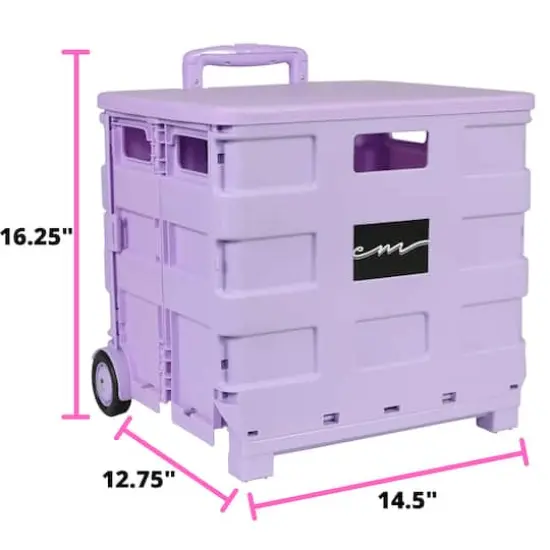 Everything Mary Collapsible Rolling Cart with Lid Purple {11}