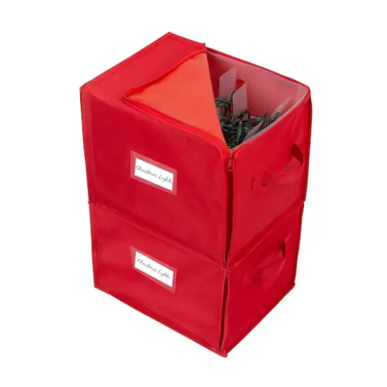 Simplify Red Stackable Christmas Tree Light Organizer Box {6}