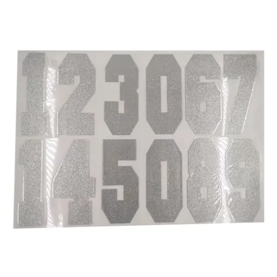 8" Silver Iron-On Glitter Numbers by Make Market&reg; {1}