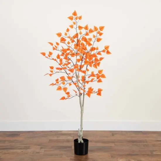 5ft. Autumn Paper Birch Artificial Fall Tree {9}