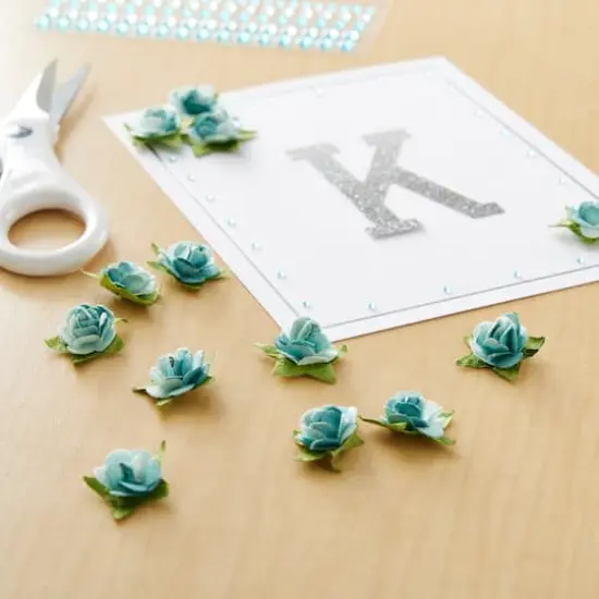 Blue Mini Paper Flower Embellishments By Recollections&trade; {3}