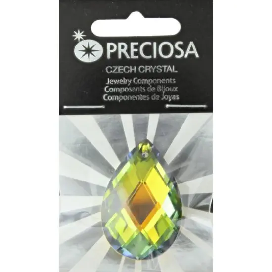 John Bead Preciosa Czech Crystal Drop Almond Pendant, 39mm Marea {2}