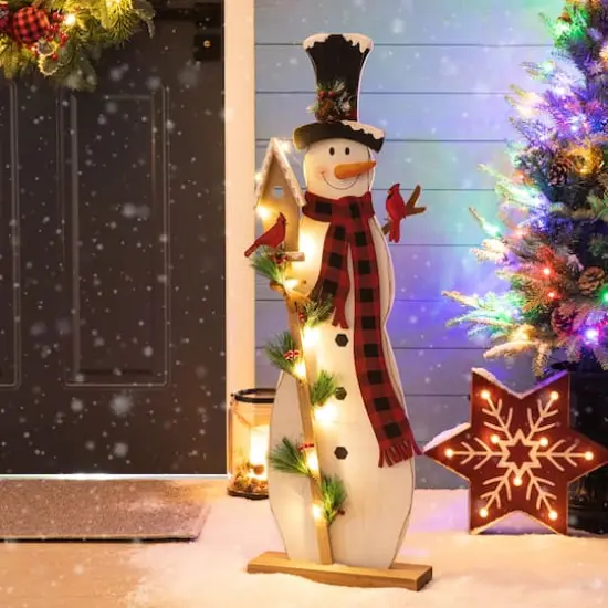 Glitzhome&reg; 36'' Lighted Wooden Snowman Porch D&eacute;cor {3}