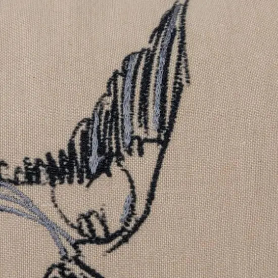 Hello Honey&reg; Embroidered Bird Cotton Chambray Printed Lumbar Pillow with Patterned Back & Scalloped Edge {6}