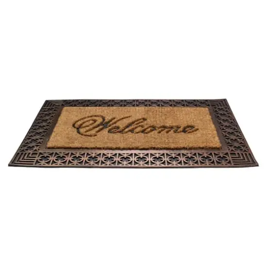 Gold & Natural Coir Welcome Doormat {4}