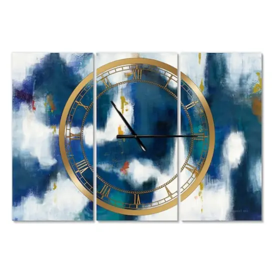 Designart 'Blue Glam Texture Ii Modern Multipanel Wall Clock {1}